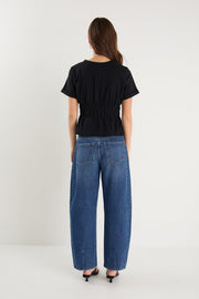 Svelte Shirred Detail S/S Top - Black