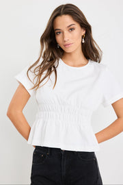 Svelte Shirred Detail S/S Tee - Ivory
