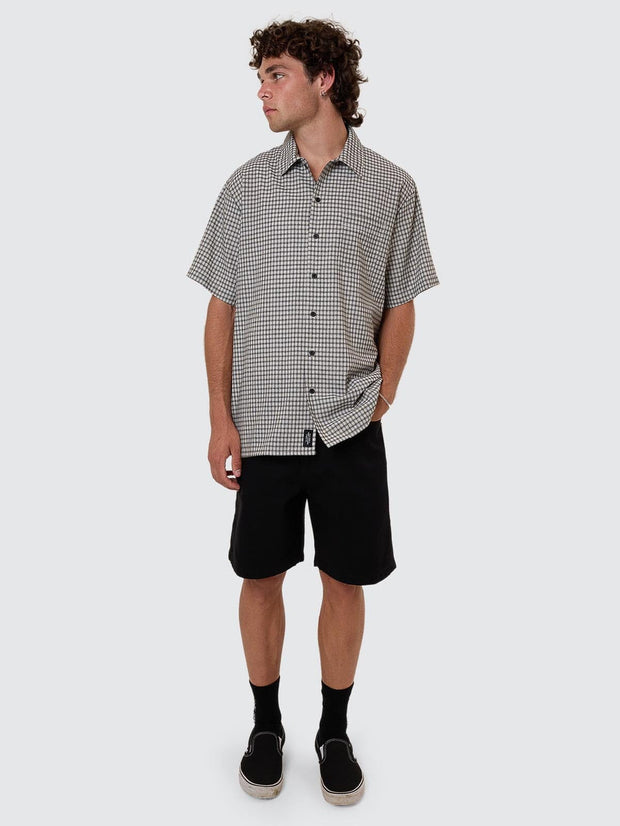Union Short Sleeve Check Shirt - Light Stone