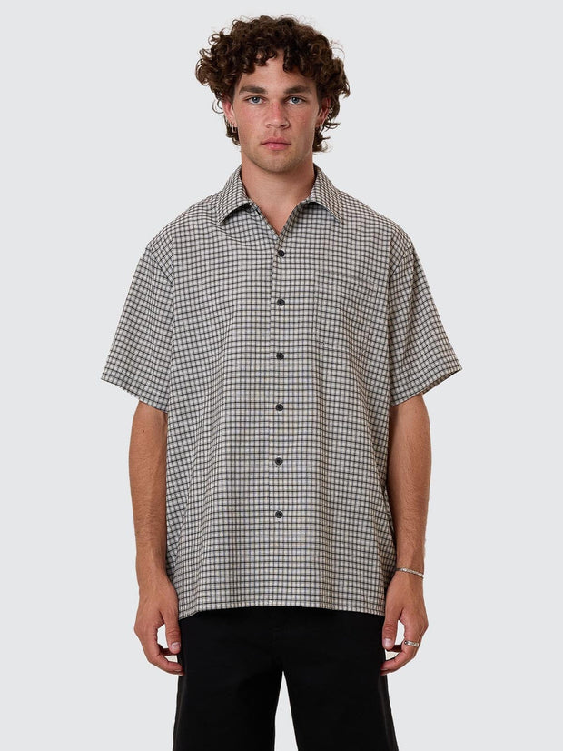 Union Short Sleeve Check Shirt - Light Stone