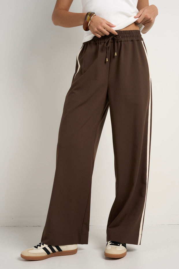 Townie Stripe Side Wide Leg - Chocolate