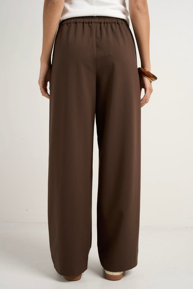 Townie Stripe Side Wide Leg - Chocolate