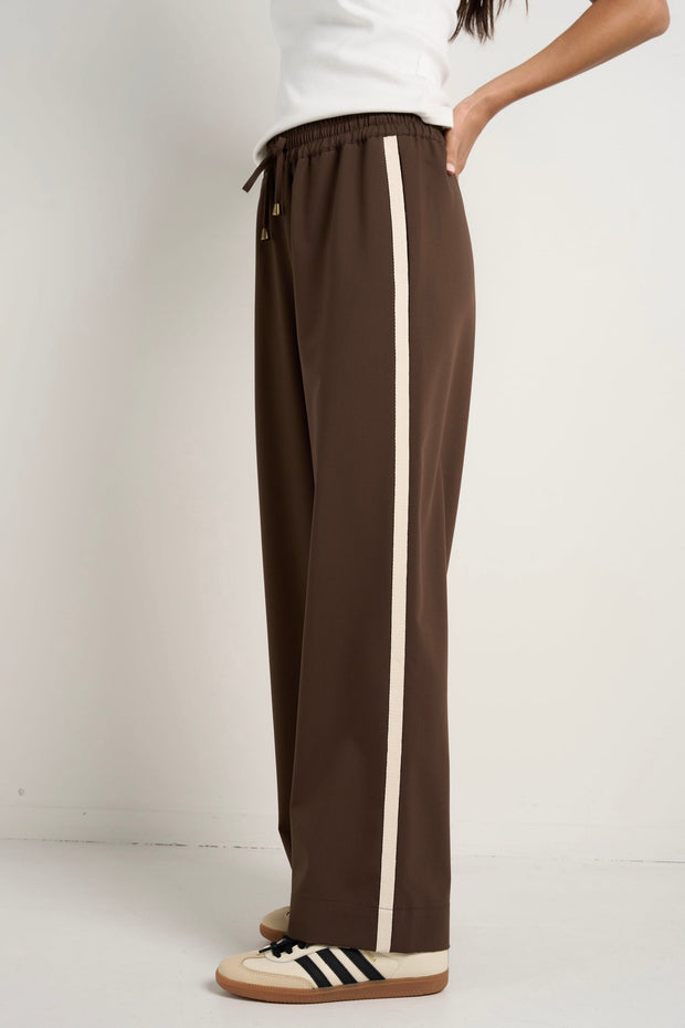 Townie Stripe Side Wide Leg - Chocolate