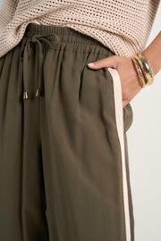 Townie Stripe Side Wide Leg - Olive