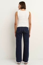 Untamed Sleeveless Boatneck Top - White Lace