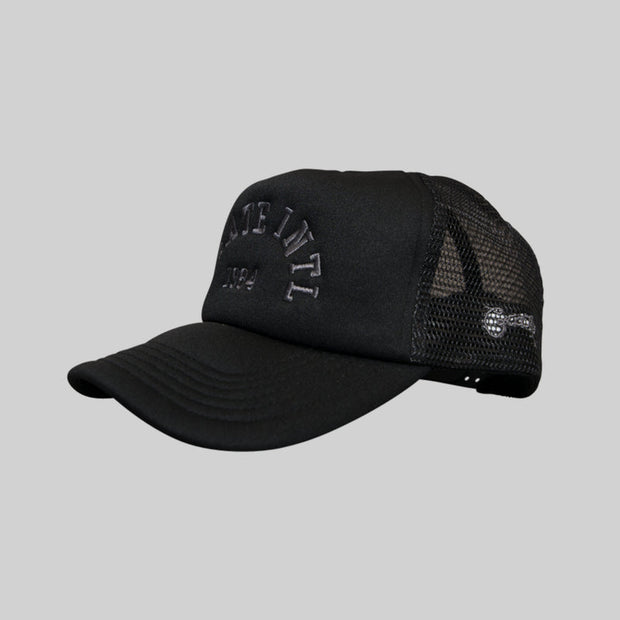 Unisex Varsity Trucker Cap - Black/Black