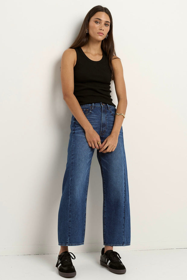 Varsity Barrel Jeans - Deep Blue