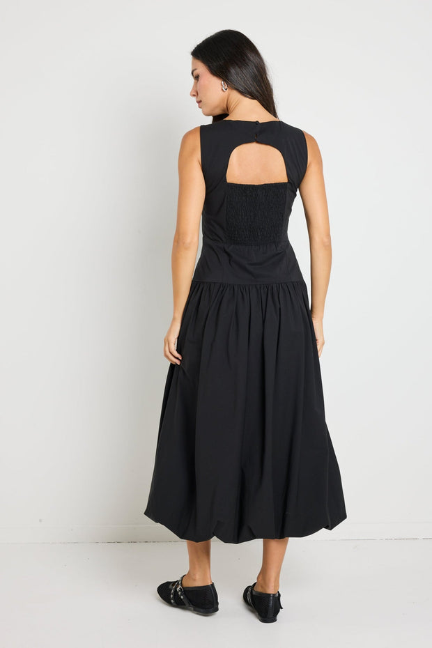 Vigour Structured Bubble Midi Dress - Black