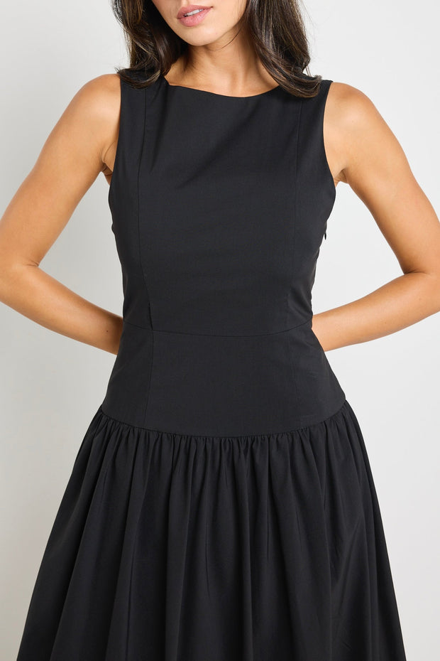 Vigour Structured Bubble Midi Dress - Black