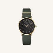 West Village Watch - Black Dial/Green Suede Leather