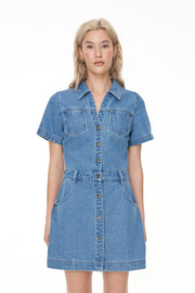 Denim Rider Mini Dress - Blue Wash