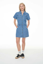 Denim Rider Mini Dress - Blue Wash