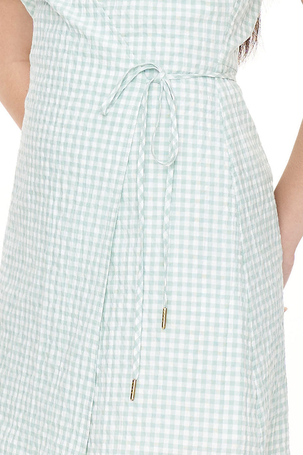 Catalina Wrap Mini Dress - Mint/Chalk