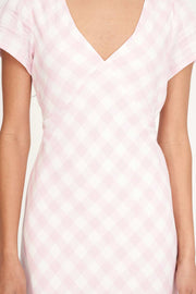 Celine Tie Back Midi Dress - Pink/Chalk