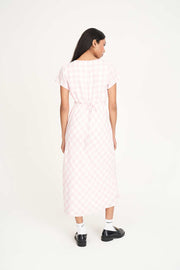 Celine Tie Back Midi Dress - Pink/Chalk