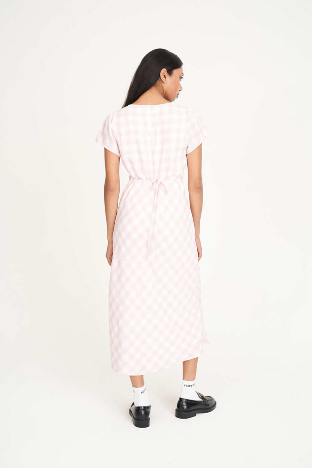 Celine Tie Back Midi Dress - Pink/Chalk