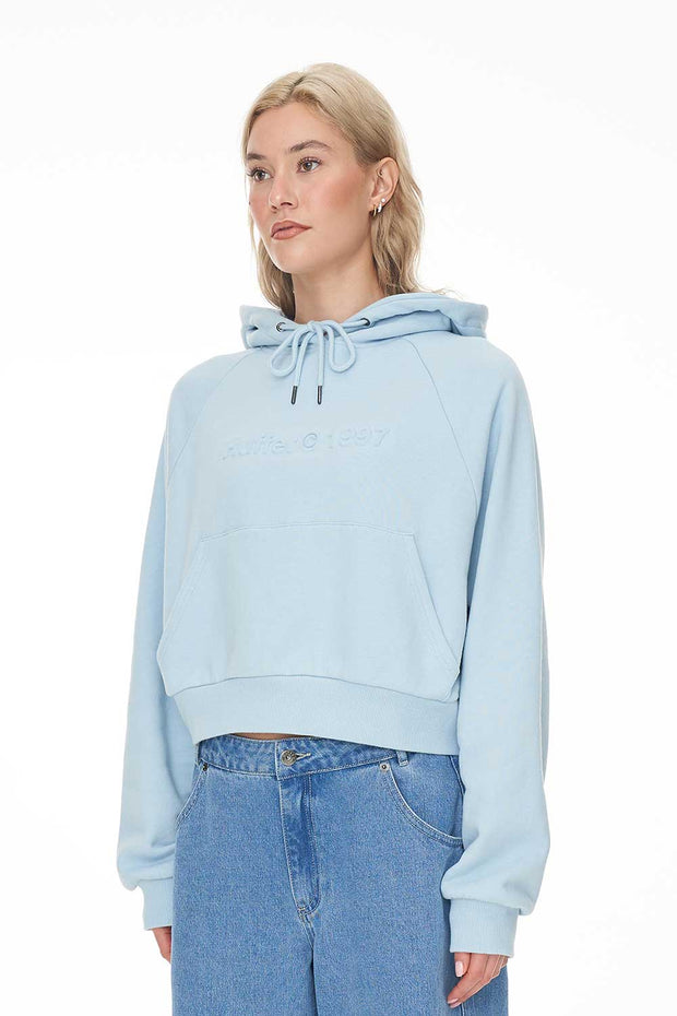 Avery Crop Hoodie/Copywrite - Y2K Blue