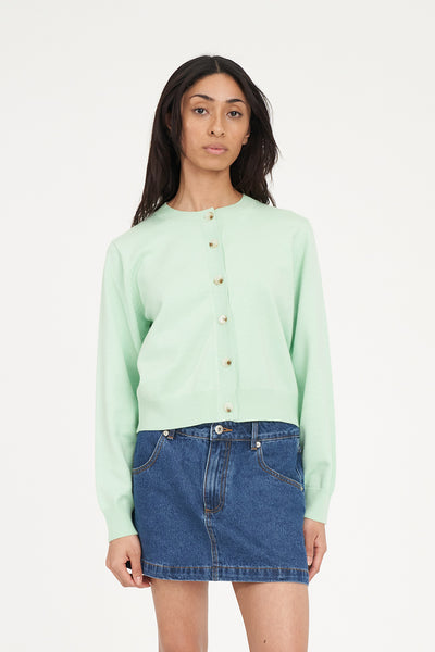 Kenzie Crop Knit Cardigan - Matcha
