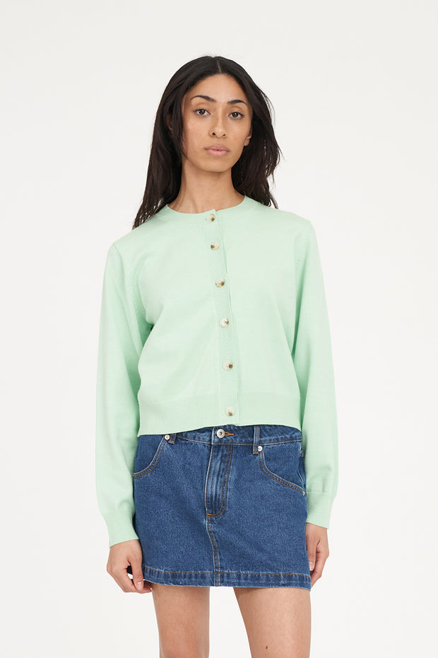 Kenzie Crop Knit Cardigan - Matcha