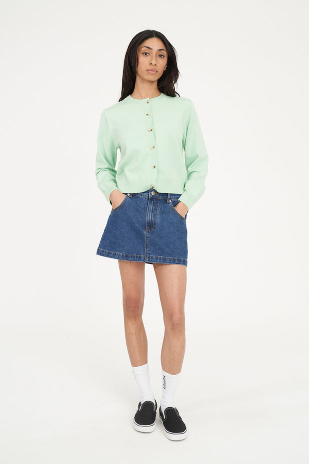 Kenzie Crop Knit Cardigan - Matcha