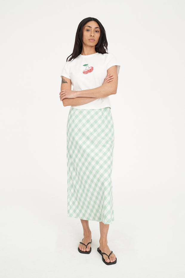 Celine Lila Midi Skirt - Matcha/Chalk