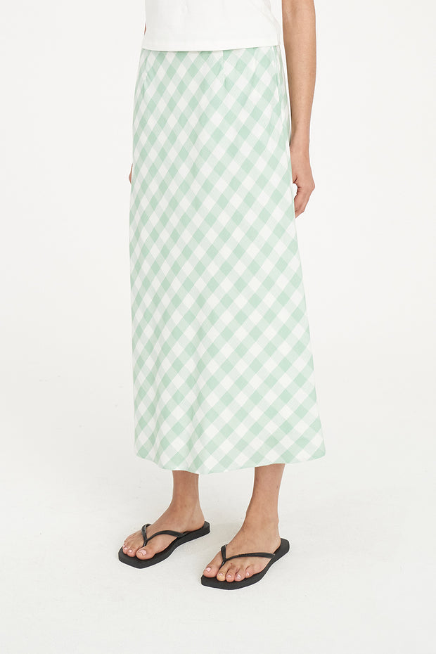 Celine Lila Midi Skirt - Matcha/Chalk