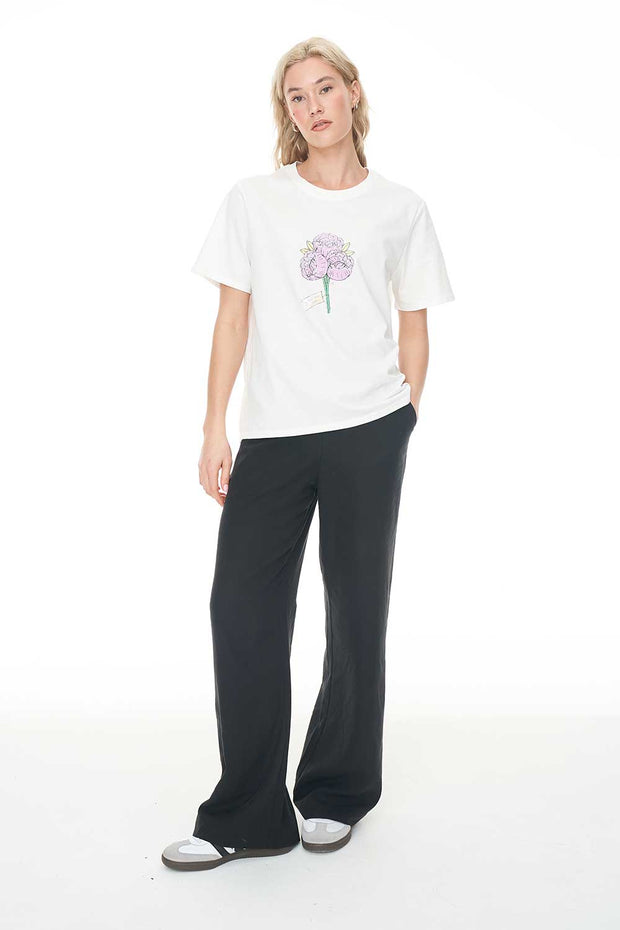 Classic Tee 170/Peonies - Chalk