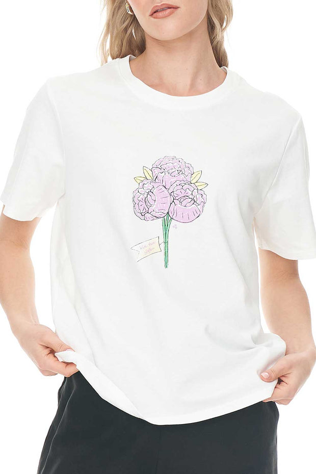 Classic Tee 170/Peonies - Chalk