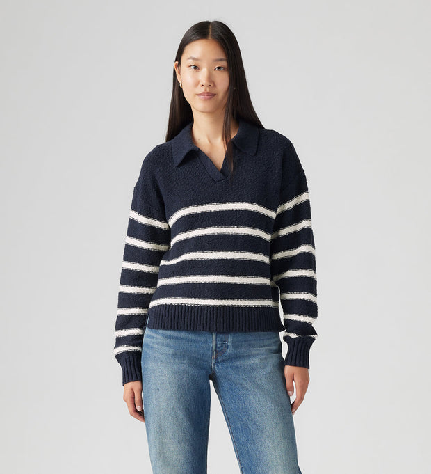 Satellite Polo Sweater - Marine Stripe