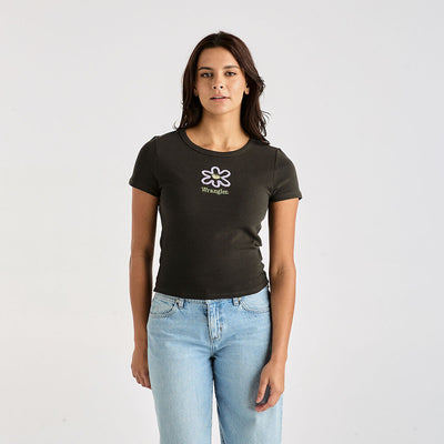 Daisy Staple Rib Tee - Dark Slate