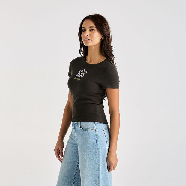 Daisy Staple Rib Tee - Dark Slate