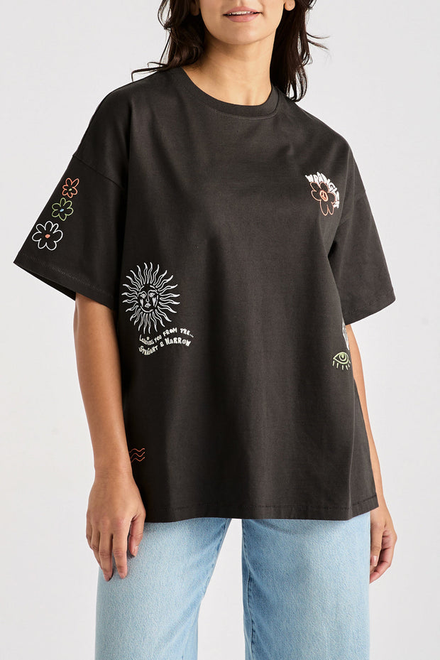 Sundream Boxy Slouch Tee - Worn Black