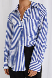 You Got This Stripe Oversized Shirt - Blue