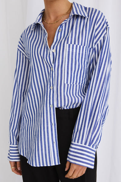You Got This Stripe Oversized Shirt - Blue