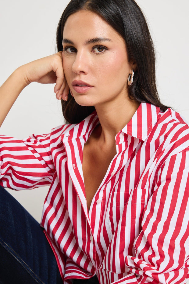 You Got This Stripe Oversized Shirt - Red Stripe