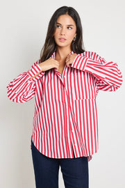 You Got This Stripe Oversized Shirt - Red Stripe