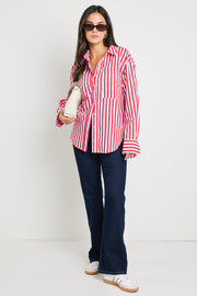 You Got This Stripe Oversized Shirt - Red Stripe