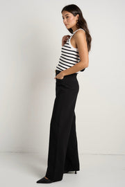 Zoey Tailored High Rise Wide Pant - Black