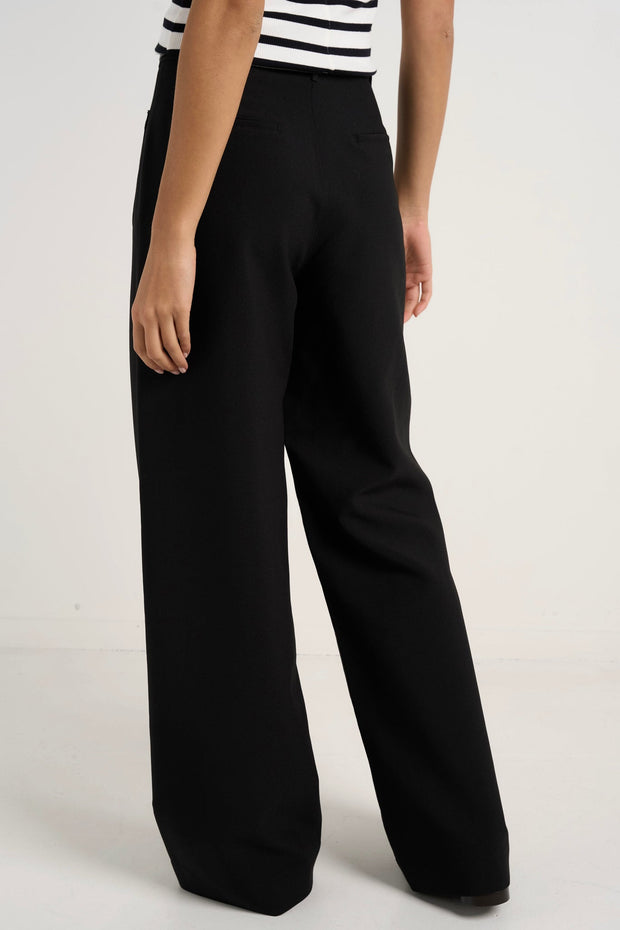 Zoey Tailored High Rise Wide Pant - Black