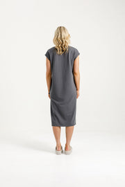 Adele Dress - Graphite/Blossom Berry Bow