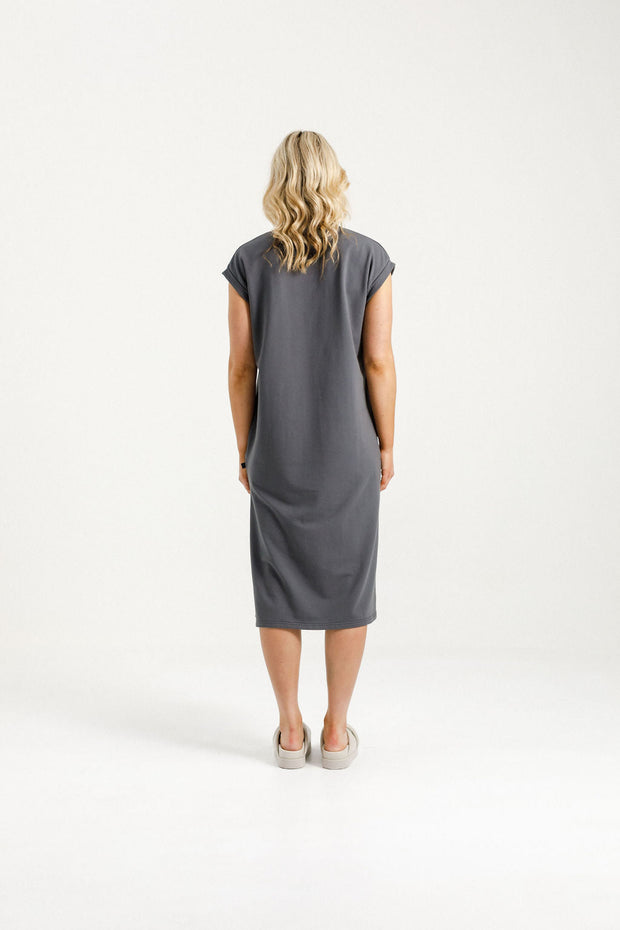 Adele Dress - Graphite/Blossom Berry Bow