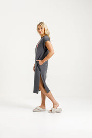 Adele Dress - Graphite/Blossom Berry Bow