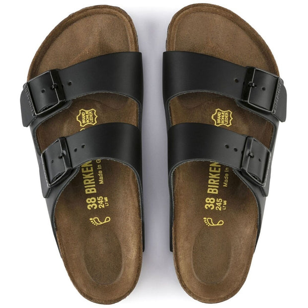 Arizona Smooth Leather Sandal - Black (Narrow Fit)