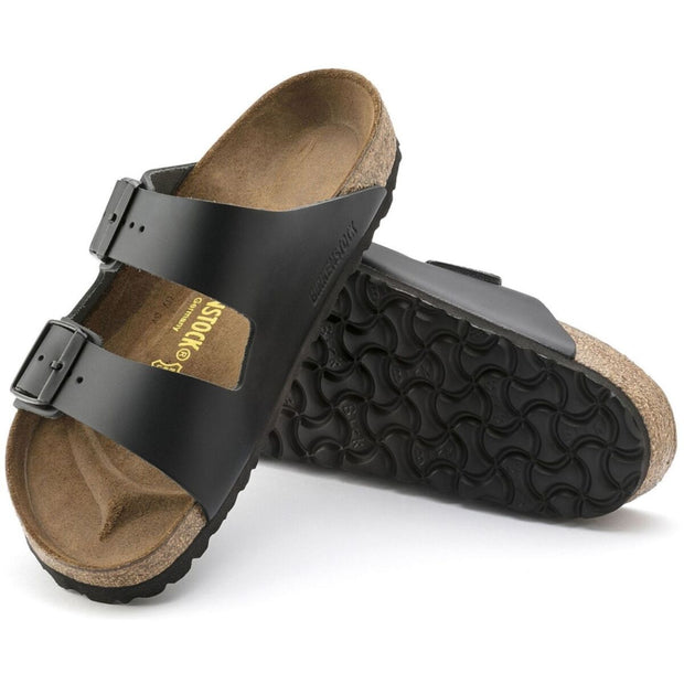 Arizona Smooth Leather Sandal - Black (Narrow Fit)
