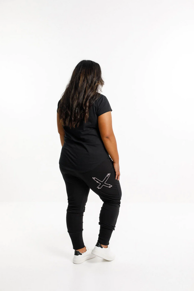 Apartment Pants (Winter Weight) - Black with White X Outline
