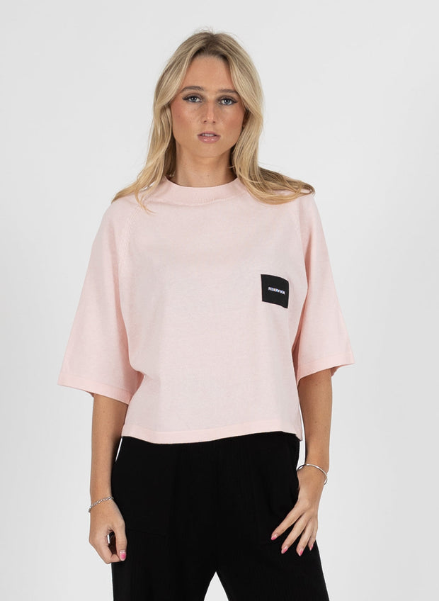 Badge Knit Top - Pink