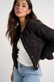 Apex Collarless Puffer Jacket - Black