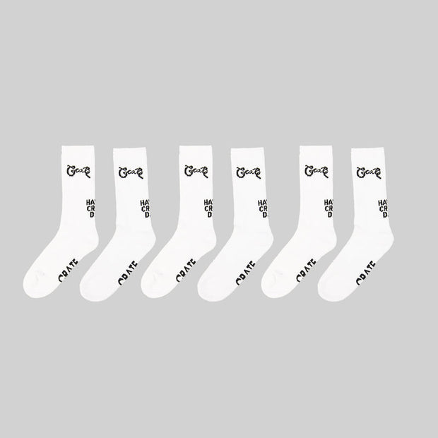 Scripted Sock Pack - White