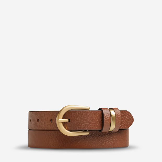 Over and Over Belt - Tan/Gold