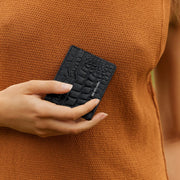 Together For Now Wallet - Black Croc Emboss